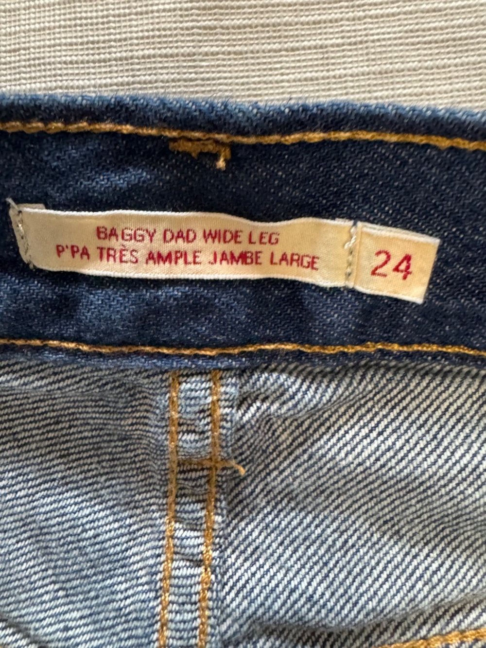 Levi's Premium Baggy Dad Wide Leg Dark Blue Wide Leg Flare Jeans size 24 - Picture 7 of 12